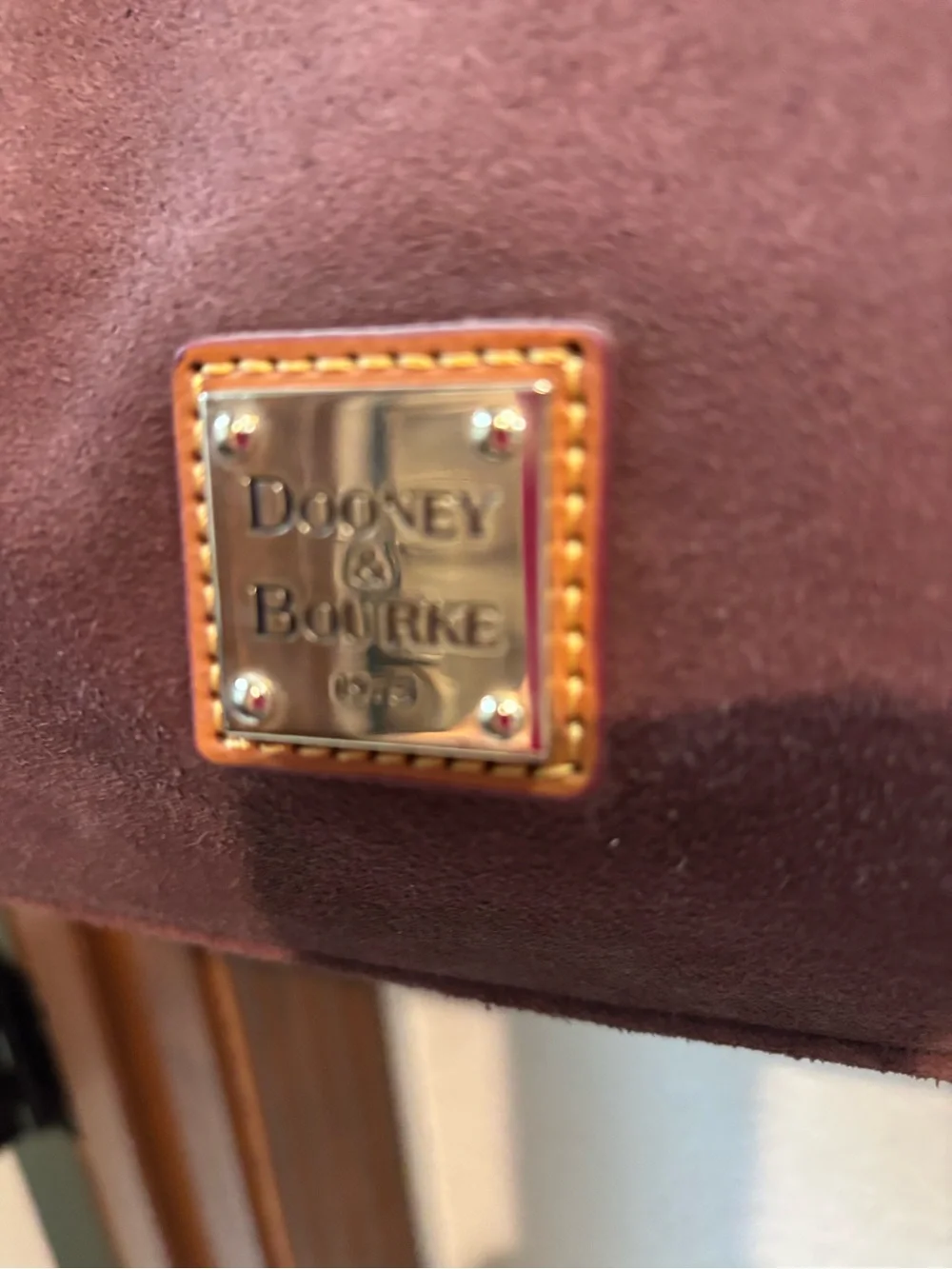 Dooney & Bourke Suede Shoulder Bag in Burgundy and Tan